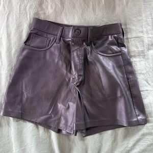 Abercrombie & Fitch High Waist Leather Shorts in Black